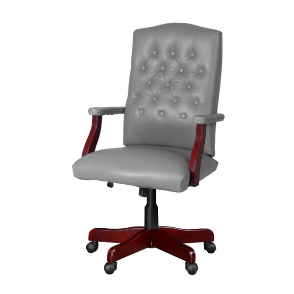 Regency Ivy League Clubhouse Dining or Meeting Swivel Chair- Grey/ Mahogany 9040GYMH - main